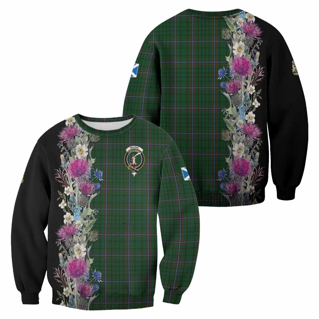MacRae (McRae) Tartan Crest Thistle Floral Sweatshirt - Tartan Vibes Clothing