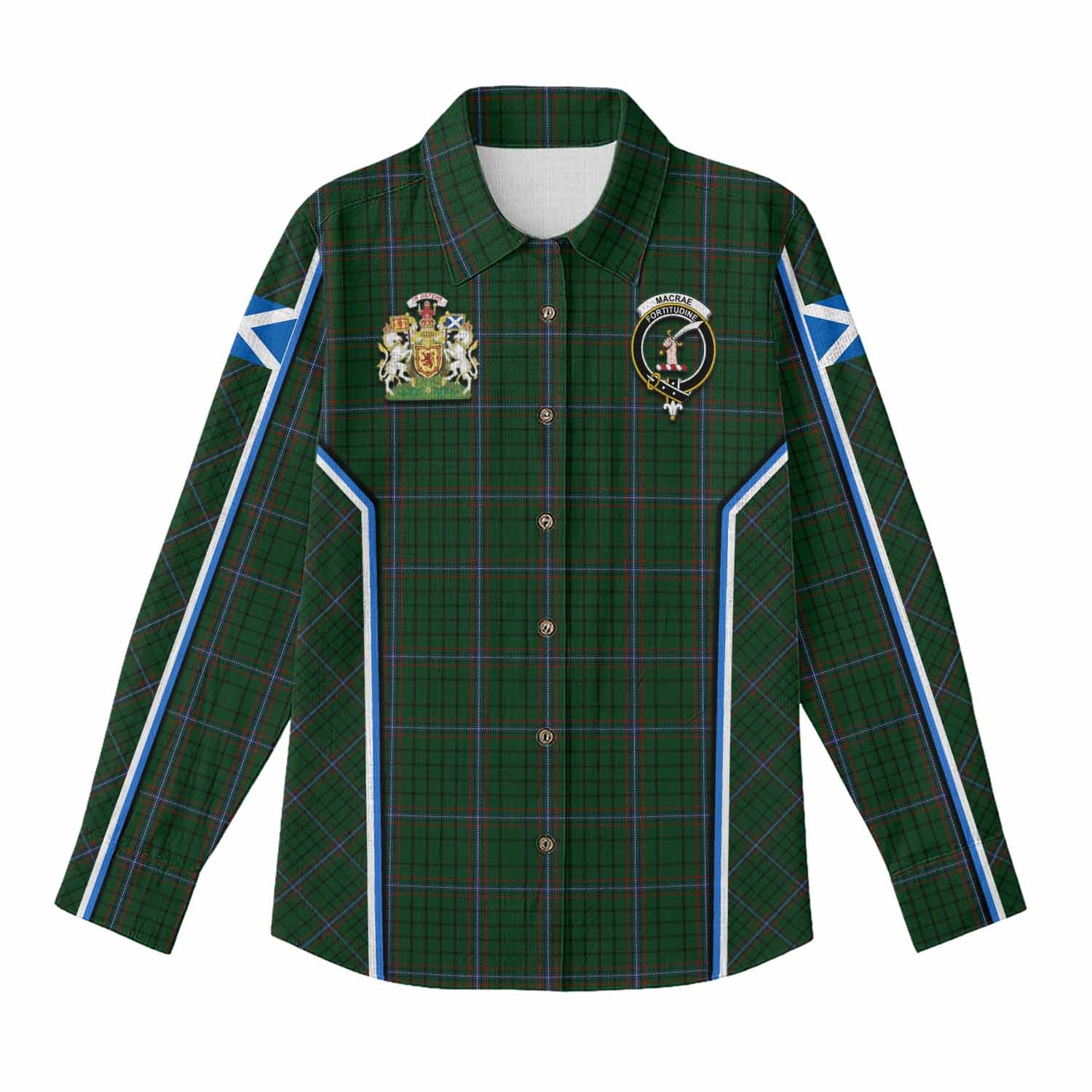 MacRae (McRae) Tartan Crest Women Casual Shirt Scotland Coat of Arm Flag Style - Tartan Vibes Clothing