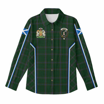 MacRae (McRae) Tartan Crest Women Casual Shirt Scotland Coat of Arm Flag Style - Tartan Vibes Clothing