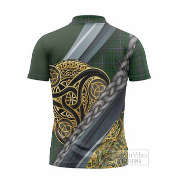 MacRae (McRae) Tartan Crest Zipper Polo Shirt Scottish Triskele Celtic
