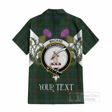 MacRae (McRae) Tartan Family Crest Cotton Hawaiian Shirt Scottish Burns Night Thistle Floral