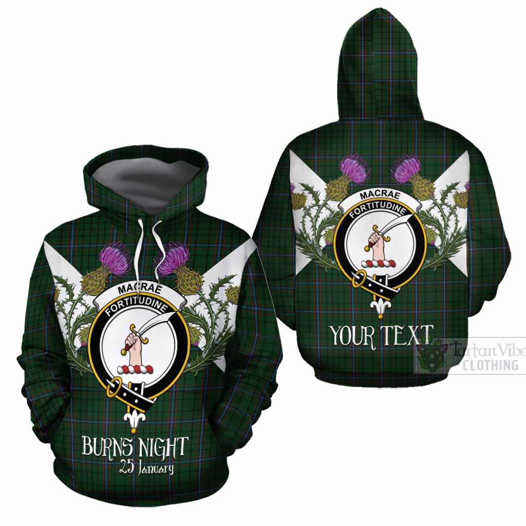 MacRae (McRae) Tartan Family Crest Cotton Hoodie Scottish Burns Night Thistle Floral
