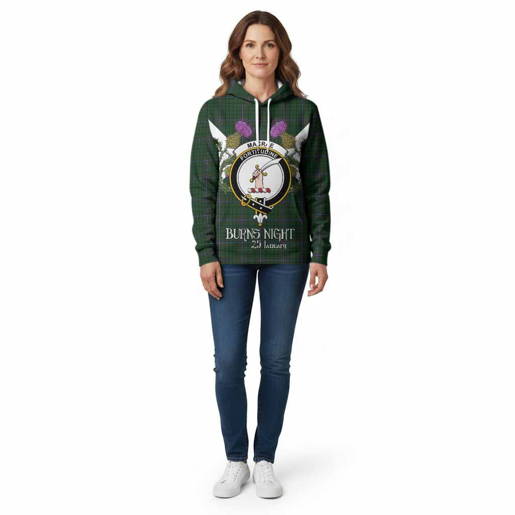 MacRae (McRae) Tartan Family Crest Cotton Hoodie Scottish Burns Night Thistle Floral