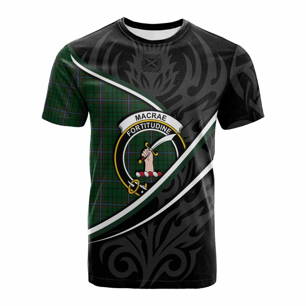 MacRae (McRae) Tartan Family Crest Cotton T-shirt Celtic Scottish Thistle Floral - Tartan Vibes Clothing
