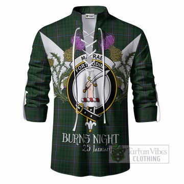MacRae (McRae) Tartan Family Crest Ghillie Shirt Scottish Burns Night Thistle Floral