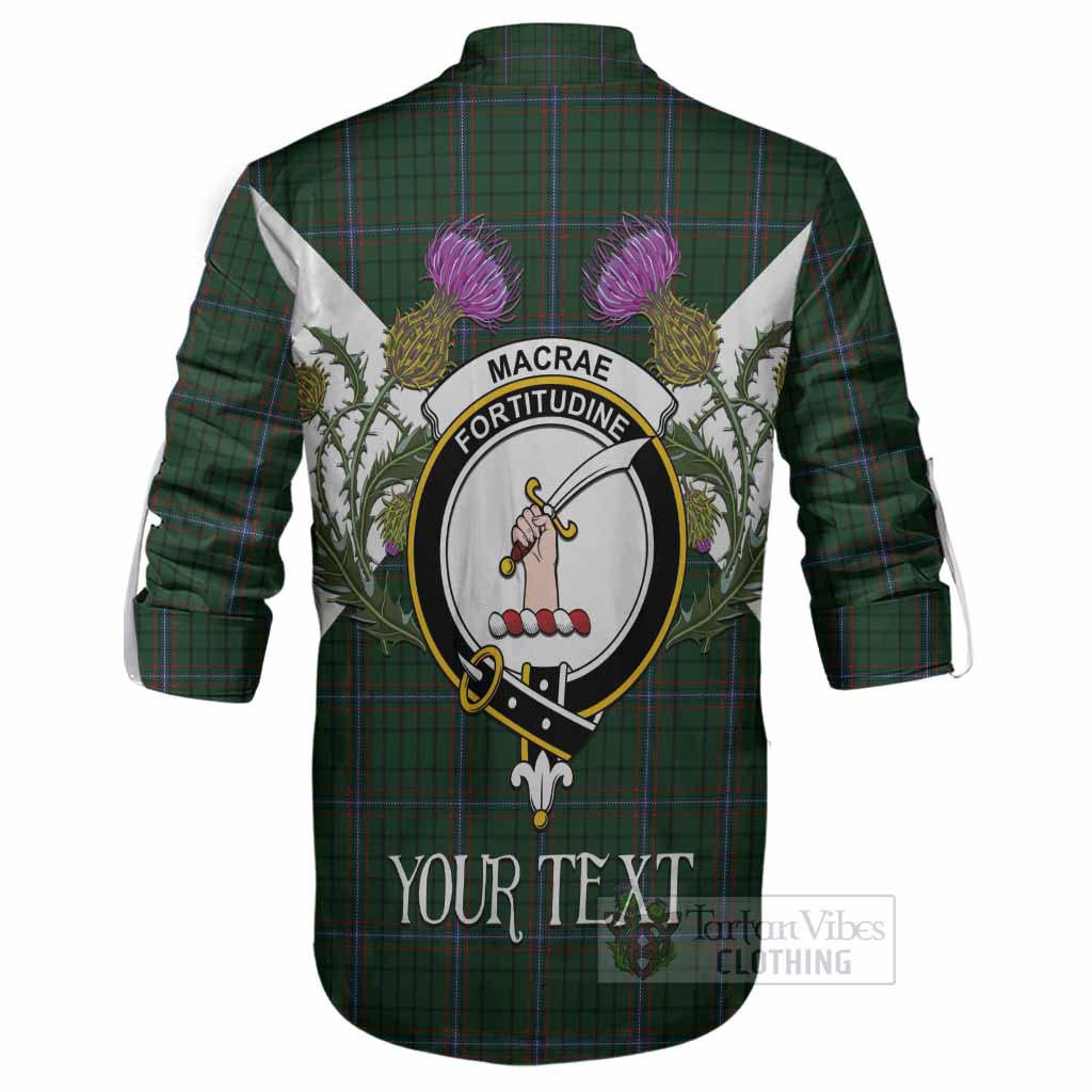 MacRae (McRae) Tartan Family Crest Ghillie Shirt Scottish Burns Night Thistle Floral