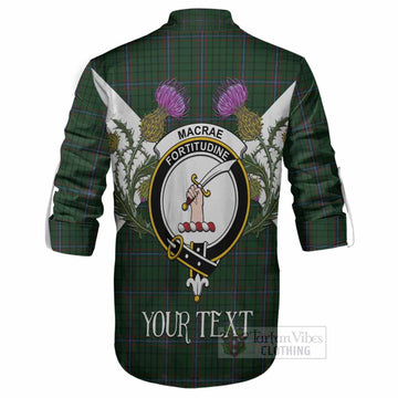 MacRae (McRae) Tartan Family Crest Ghillie Shirt Scottish Burns Night Thistle Floral