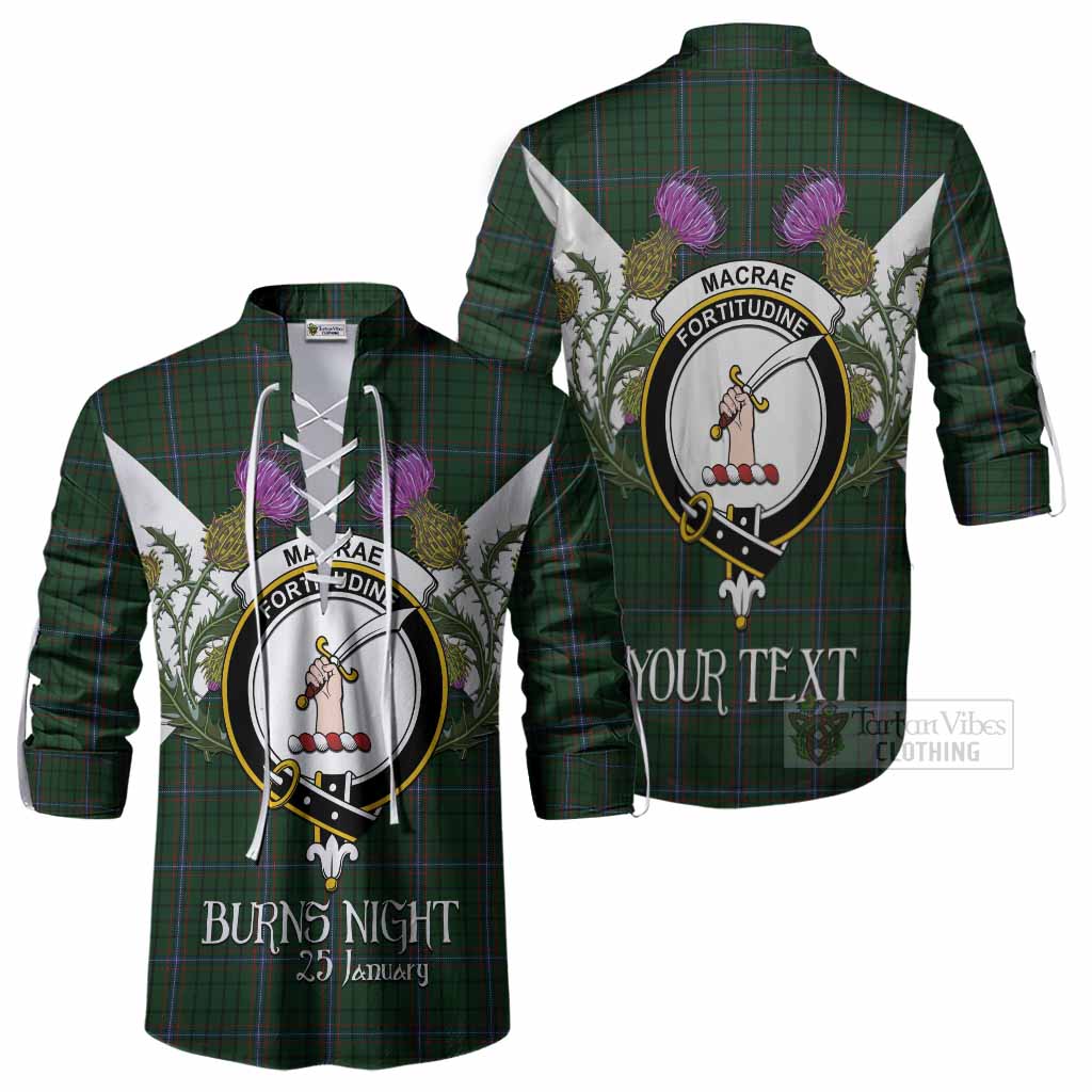 MacRae (McRae) Tartan Family Crest Ghillie Shirt Scottish Burns Night Thistle Floral