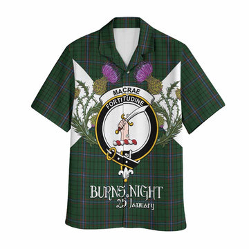 MacRae (McRae) Tartan Family Crest Hawaiian Shirt Scottish Burns Night Thistle Floral