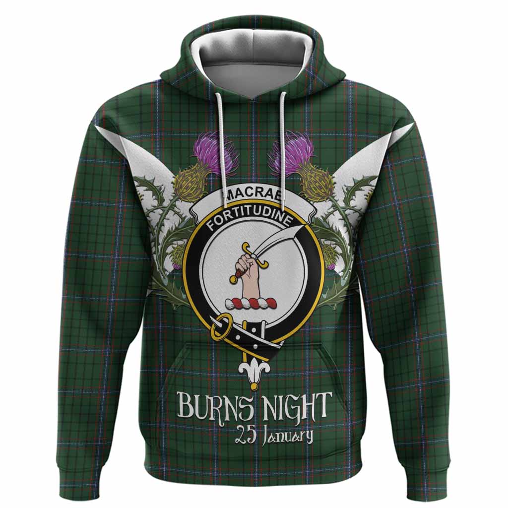 MacRae (McRae) Tartan Family Crest Hoodie Scottish Burns Night Thistle Floral