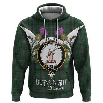 MacRae (McRae) Tartan Family Crest Hoodie Scottish Burns Night Thistle Floral