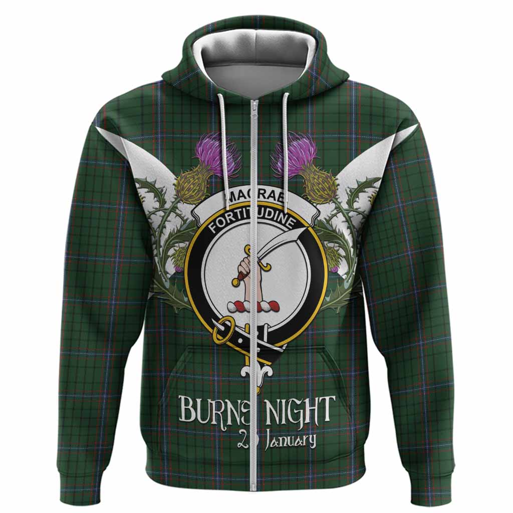 MacRae (McRae) Tartan Family Crest Hoodie Scottish Burns Night Thistle Floral