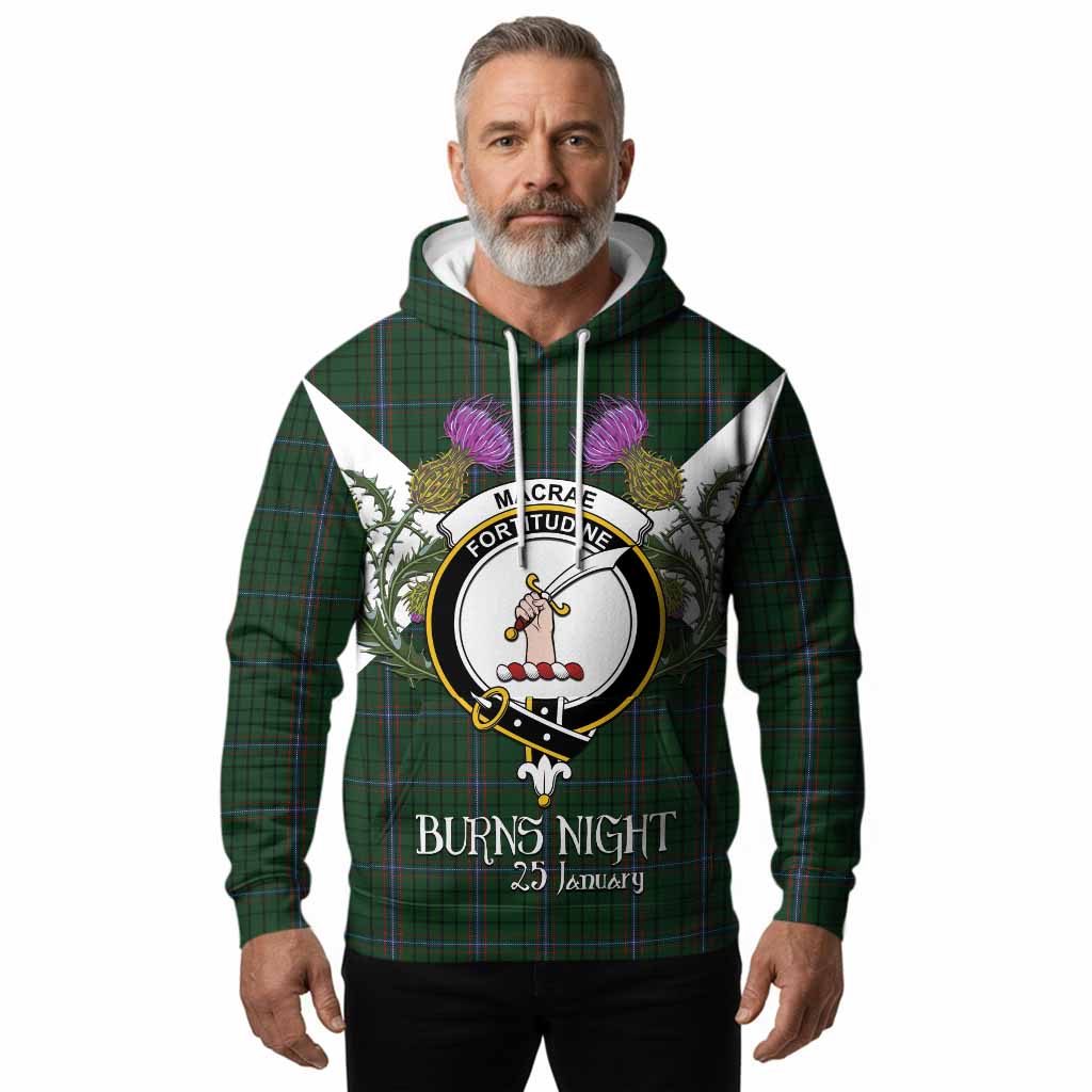 MacRae (McRae) Tartan Family Crest Hoodie Scottish Burns Night Thistle Floral