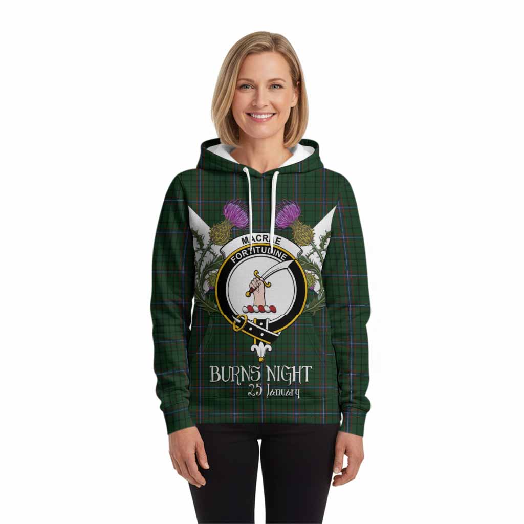 MacRae (McRae) Tartan Family Crest Hoodie Scottish Burns Night Thistle Floral