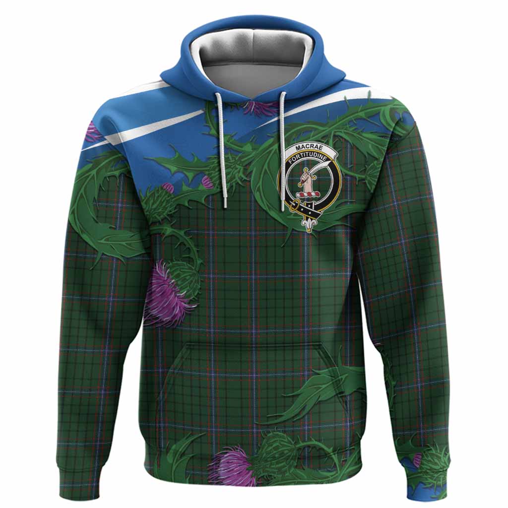 MacRae (McRae) Tartan Family Crest Hoodie Thistle in Minimalism