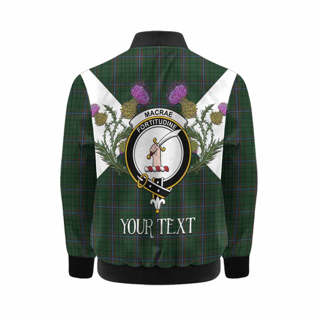 MacRae (McRae) Tartan Family Crest Kid Bomber Jacket Scottish Burns Night Thistle Floral