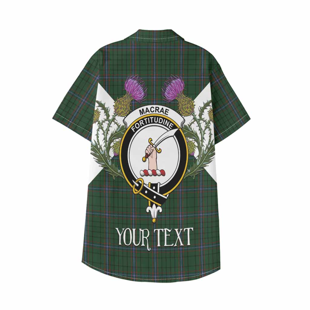 MacRae (McRae) Tartan Family Crest Kid Hawaiian Shirt Scottish Burns Night Thistle Floral