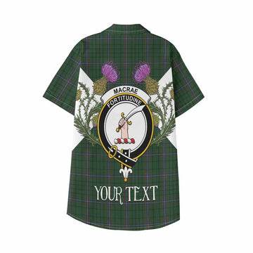 MacRae (McRae) Tartan Family Crest Kid Hawaiian Shirt Scottish Burns Night Thistle Floral