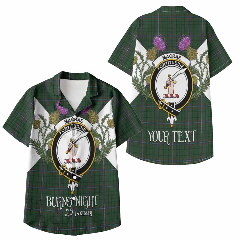 MacRae (McRae) Tartan Family Crest Kid Hawaiian Shirt Scottish Burns Night Thistle Floral
