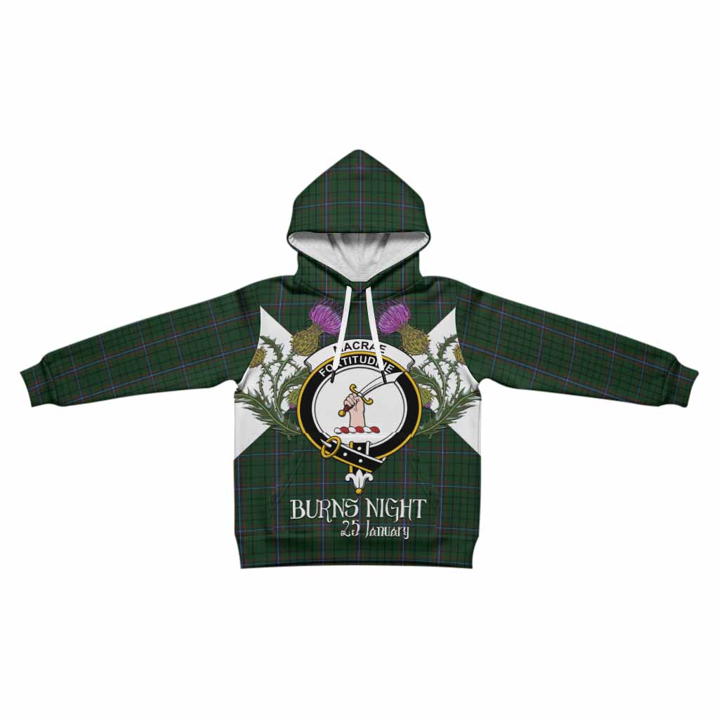 MacRae (McRae) Tartan Family Crest Kid Hoodie Scottish Burns Night Thistle Floral