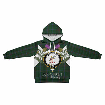 MacRae (McRae) Tartan Family Crest Kid Hoodie Scottish Burns Night Thistle Floral