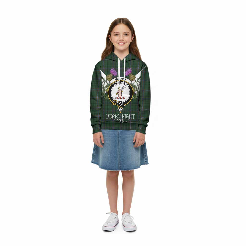 MacRae (McRae) Tartan Family Crest Kid Hoodie Scottish Burns Night Thistle Floral