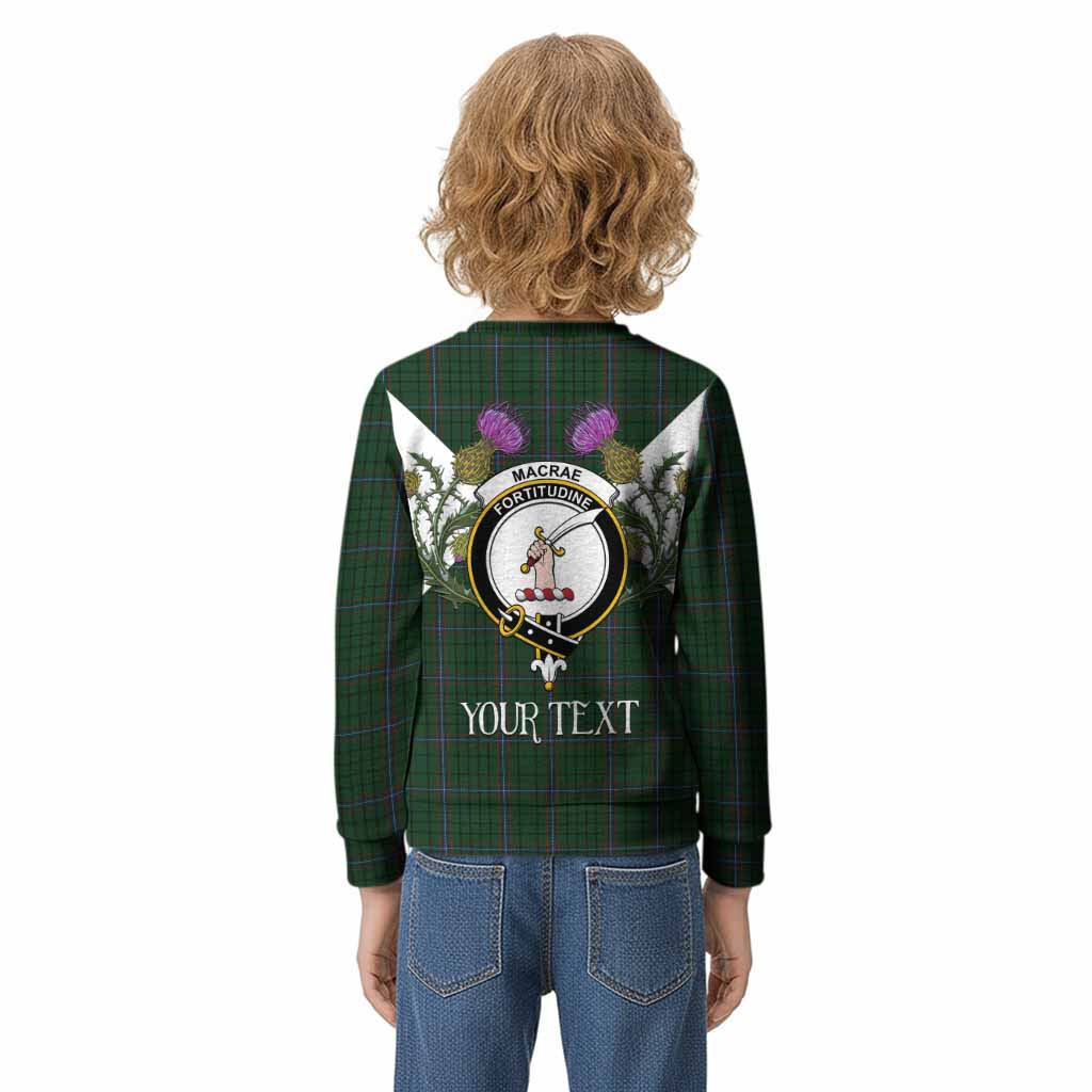 MacRae (McRae) Tartan Family Crest Kid Knitted Sweatshirt Scottish Burns Night Thistle Floral