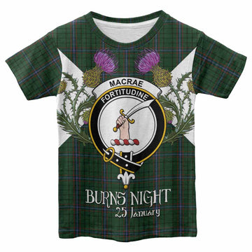 MacRae (McRae) Tartan Family Crest Kid T-shirt Scottish Burns Night Thistle Floral