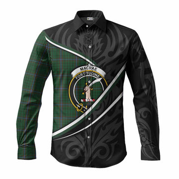 MacRae (McRae) Tartan Family Crest Long Sleeve Button Shirts Celtic Scottish Thistle Floral