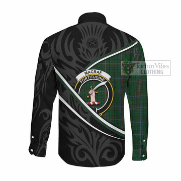 MacRae (McRae) Tartan Family Crest Long Sleeve Button Shirts Celtic Scottish Thistle Floral