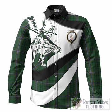 MacRae (McRae) Tartan Family Crest Long Sleeve Button Shirts Scottish Red Deer Curves Style