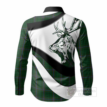 MacRae (McRae) Tartan Family Crest Long Sleeve Button Shirts Scottish Red Deer Curves Style