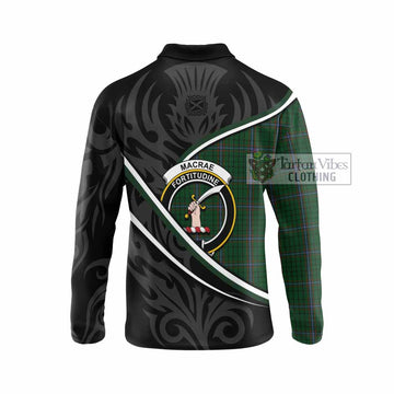 MacRae (McRae) Tartan Family Crest Long Sleeve Polo Shirt Celtic Scottish Thistle Floral