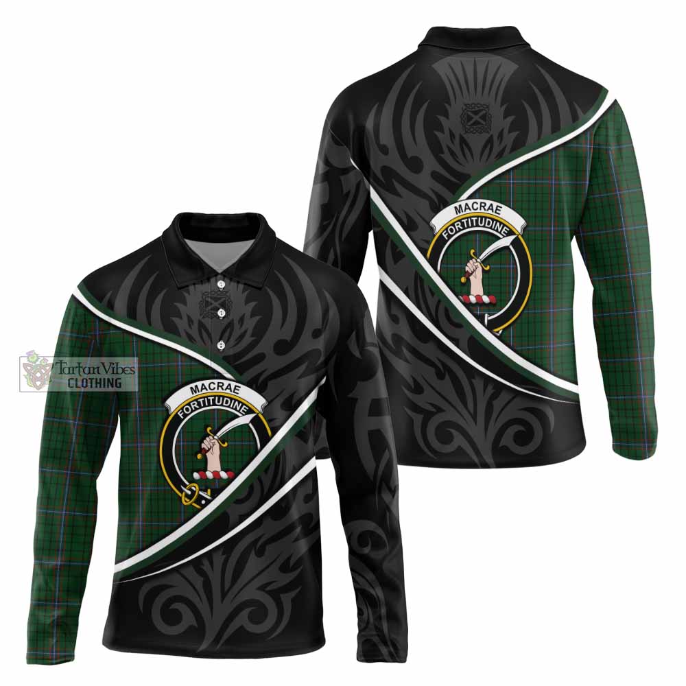 MacRae (McRae) Tartan Family Crest Long Sleeve Polo Shirt Celtic Scottish Thistle Floral - Tartan Vibes Clothing