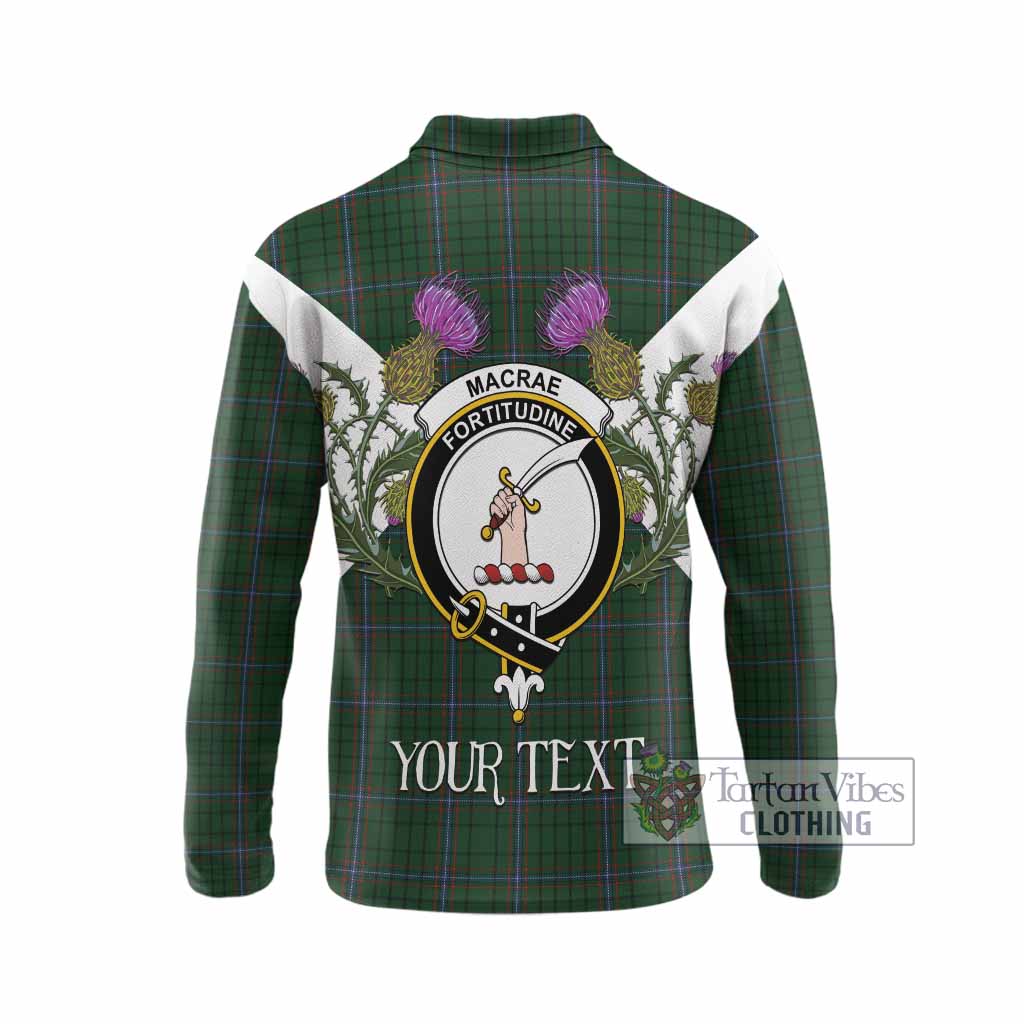 MacRae (McRae) Tartan Family Crest Long Sleeve Polo Shirt Scottish Burns Night Thistle Floral