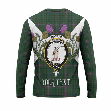MacRae (McRae) Tartan Family Crest Long Sleeve T-Shirt Scottish Burns Night Thistle Floral