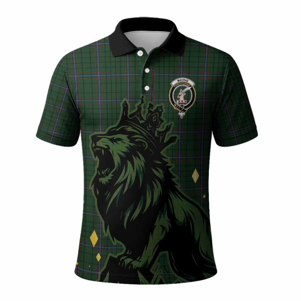 MacRae (McRae) Tartan Family Crest Polo Shirt Crowned Lion Roaring