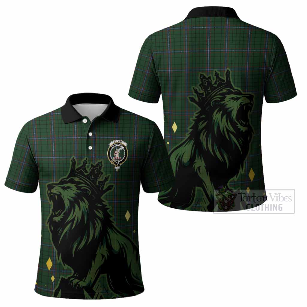 MacRae (McRae) Tartan Family Crest Polo Shirt Crowned Lion Roaring