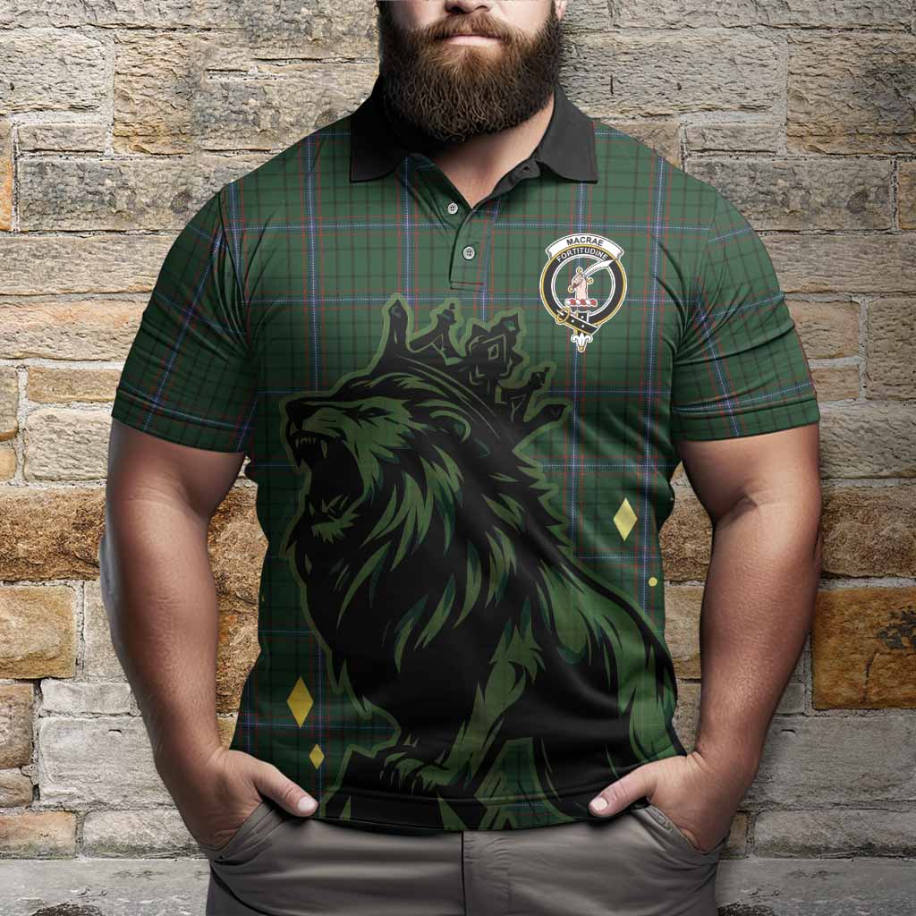 MacRae (McRae) Tartan Family Crest Polo Shirt Crowned Lion Roaring