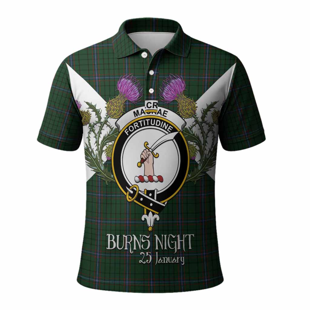 MacRae (McRae) Tartan Family Crest Polo Shirt Scottish Burns Night Thistle Floral