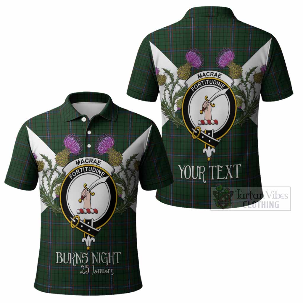 MacRae (McRae) Tartan Family Crest Polo Shirt Scottish Burns Night Thistle Floral