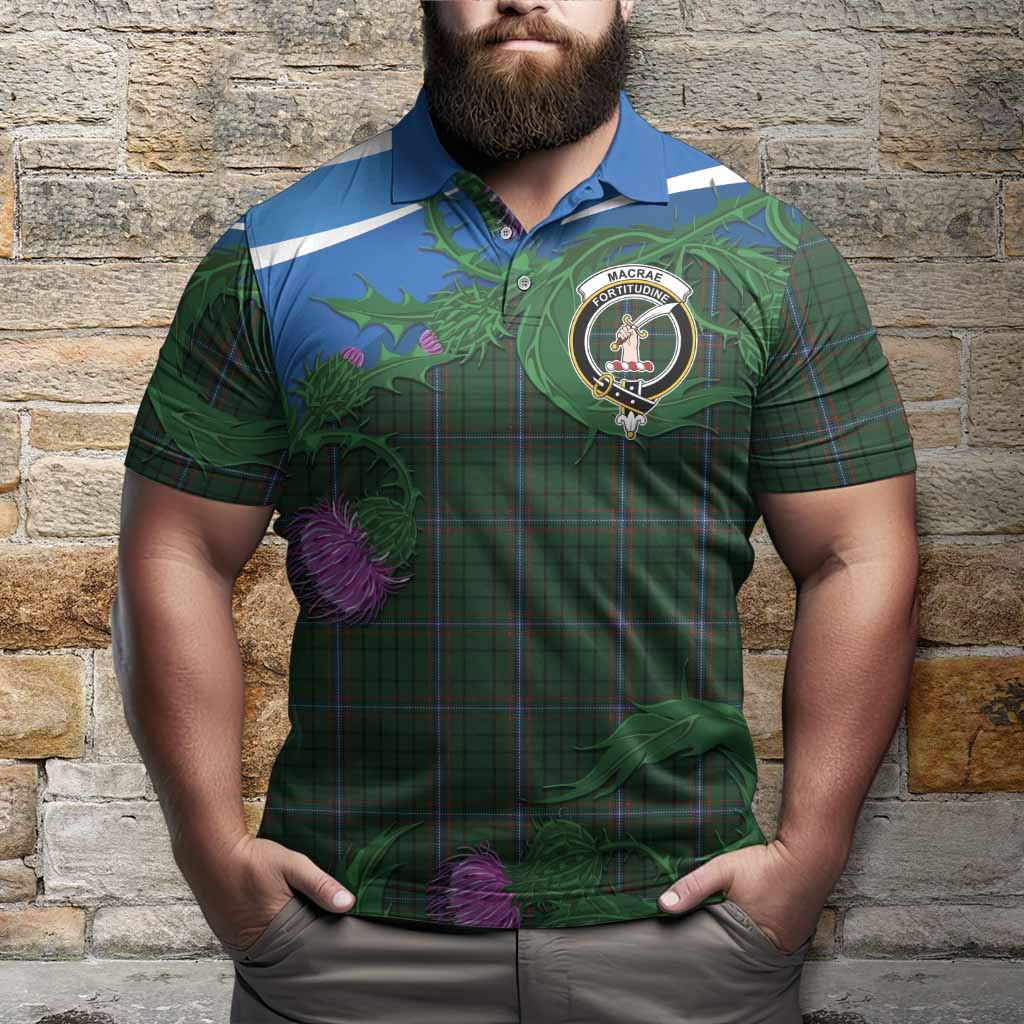 MacRae (McRae) Tartan Family Crest Polo Shirt Thistle in Minimalism