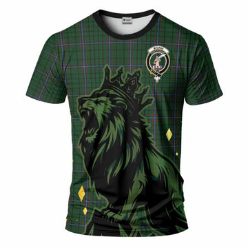 MacRae (McRae) Tartan Family Crest T-Shirt Crowned Lion Roaring