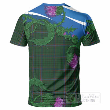 MacRae (McRae) Tartan Family Crest T-Shirt Thistle in Minimalism