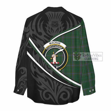 MacRae (McRae) Tartan Family Crest Women Casual Shirt Celtic Scottish Thistle Floral - Tartan Vibes Clothing