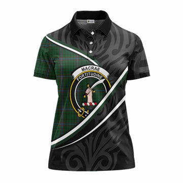 MacRae (McRae) Tartan Family Crest Women's Polo Shirt Celtic Scottish Thistle Floral