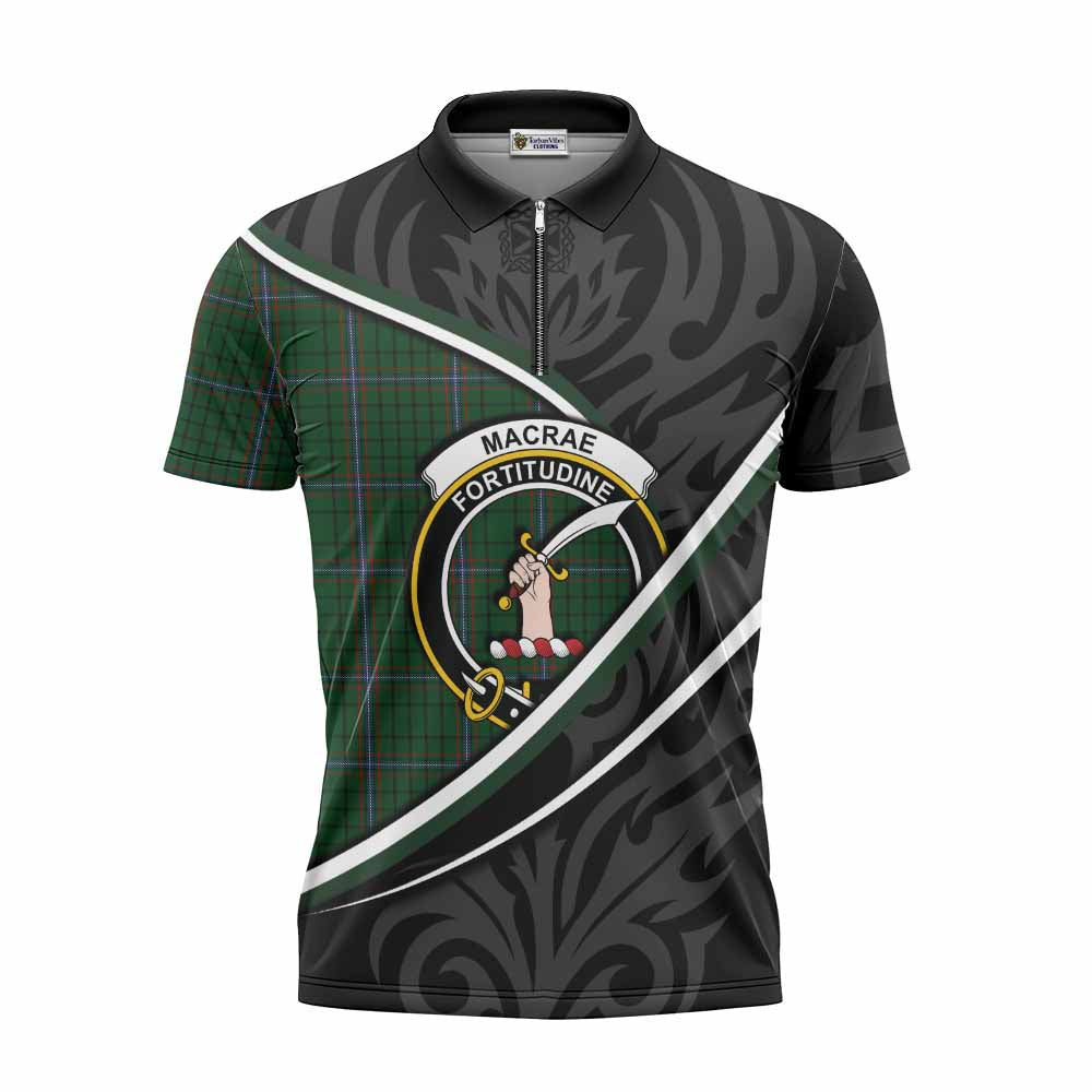 MacRae (McRae) Tartan Family Crest Zipper Polo Shirt Celtic Scottish Thistle Floral - Tartan Vibes Clothing