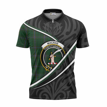 MacRae (McRae) Tartan Family Crest Zipper Polo Shirt Celtic Scottish Thistle Floral - Tartan Vibes Clothing
