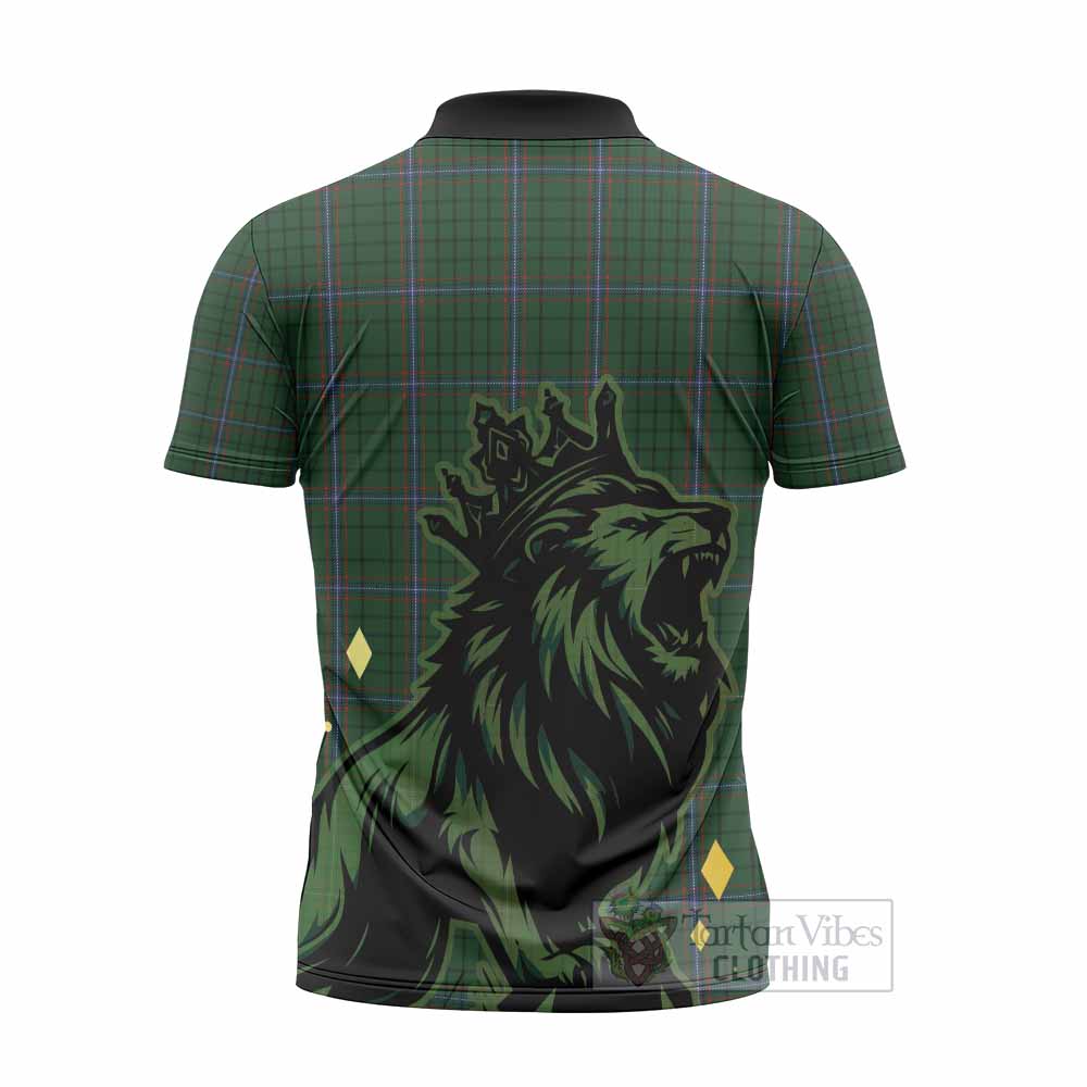 MacRae (McRae) Tartan Family Crest Zipper Polo Shirt Crowned Lion Roaring