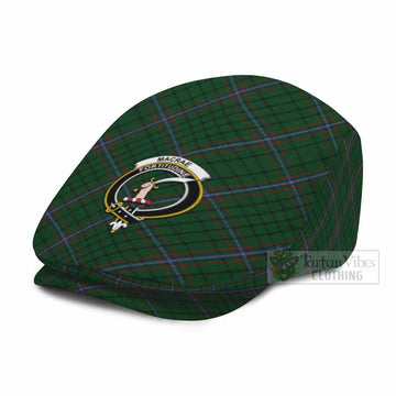 MacRae (McRae) Tartan Flat Cap, Jeff Cap Cross Style with Family Crest